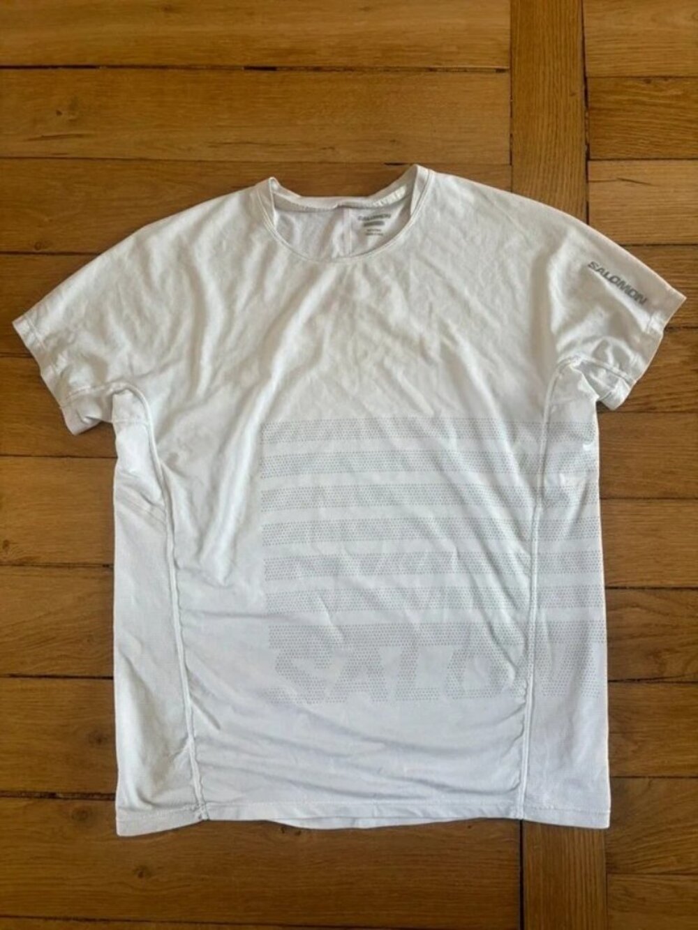 White Lightweight Performance Running T-Shirt Graphic Print Size M